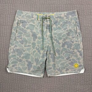 Marsh Wear Mallard Board Shorts Men's 38 Green Camouflage Camo Pockets 8" Hybrid